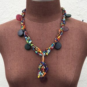 Vintage artisan made glass bead necklace
